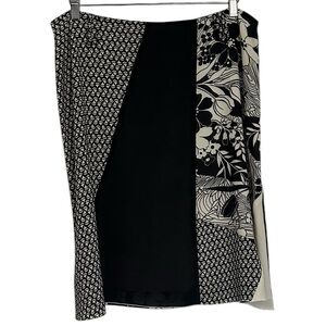 Oscar De La Renta Women’s Skirt Black Beige Floral Lined Sz 14 Career Designer